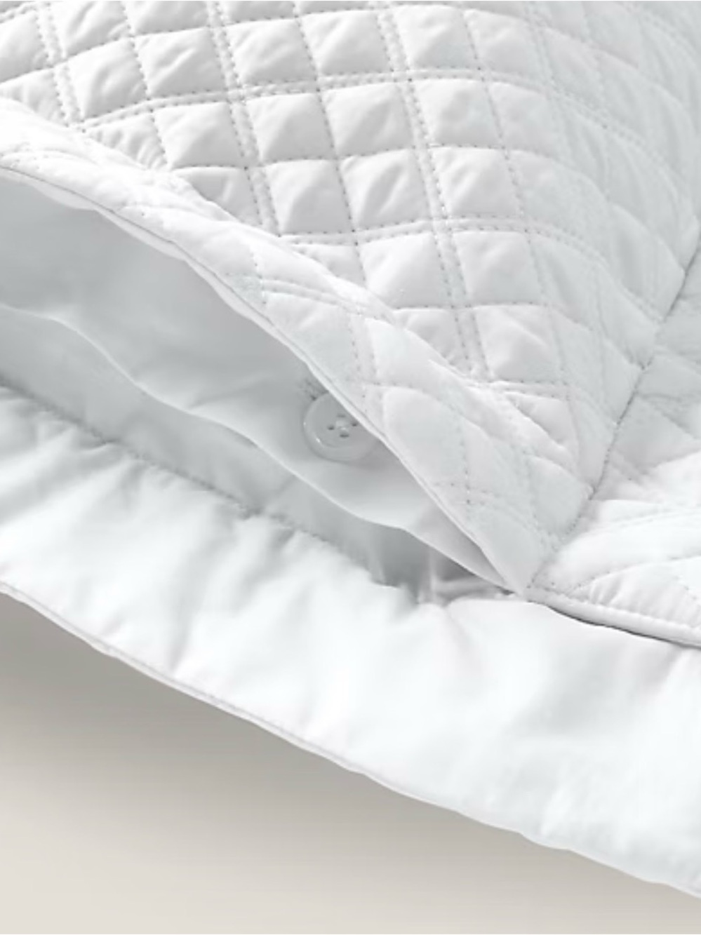 NWT Ralph Lauren Sateen Argyle   Quilted Pillow Sham - Studio White
